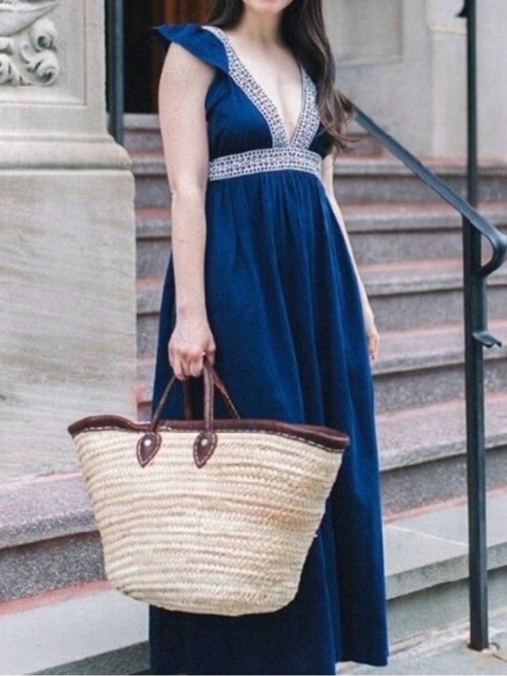 J. Crew Navy Maxi Dress with Contrast Trim - Picture 3 of 3